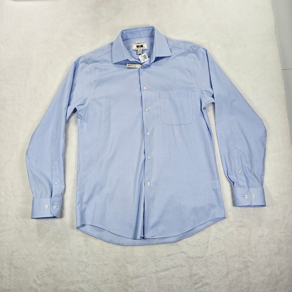 Joseph Abboud Mens Blue Herringbone Egyptian Cotton Dress Shirt 15.5 34/35 NEW